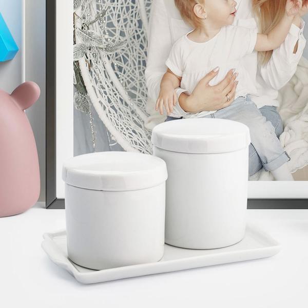Kit Bandeja Porta Algodão E Cotonete Porcelana - Ordalha Imagem de Kit Bandeja Porta Algodão E Cotonete Porcelana