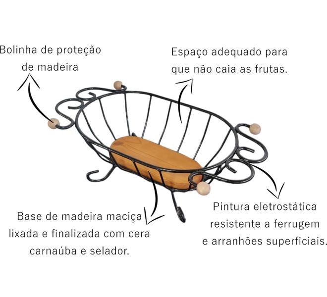 Imagem de Kit Bandeja Rústica com Alças + Fruteira de Mesa - Oferta de Fábrica