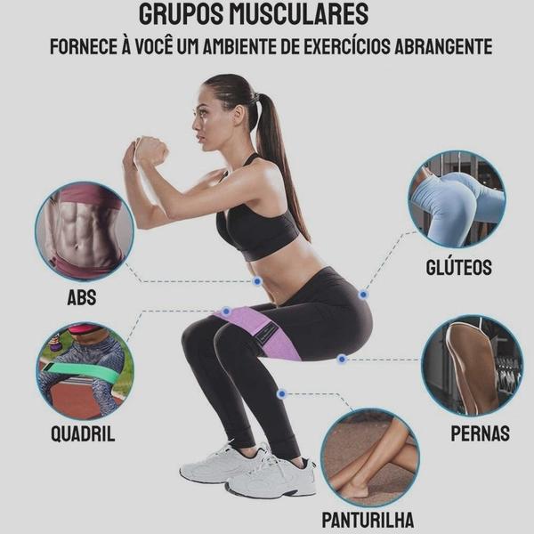 Imagem de Kit Bands 3 Faixas Elásticas para Exercícios Musculação Academia KIT 3 LARGOS