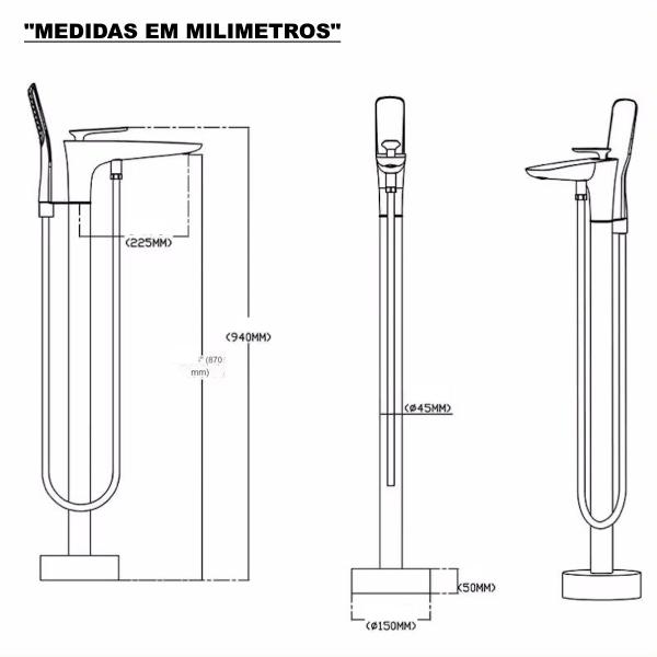 Imagem de Kit Banheira Freestanding Venezza 1.50m c/Misturador Preto