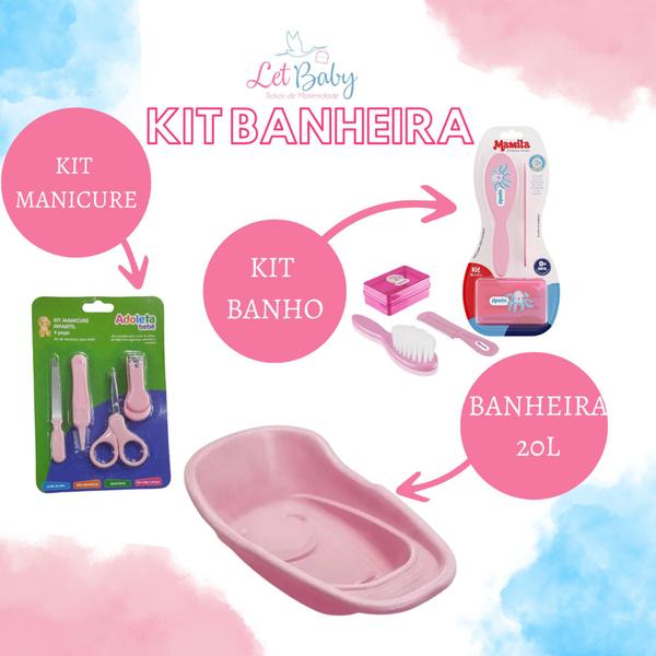 Imagem de Kit banheira + mamadeira chupeta e outros rosa