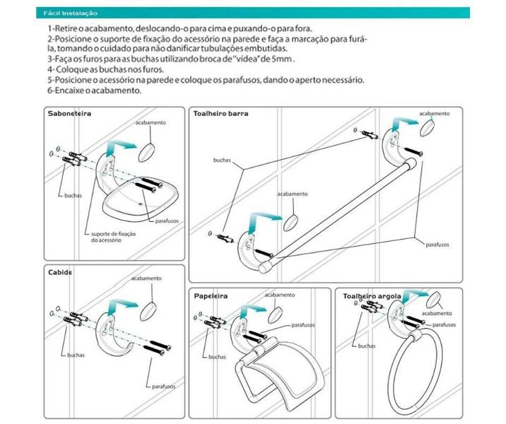 Imagem de Kit Banheiro 2000 F24 Lorenzetti 5 Pcs Quadra Branco