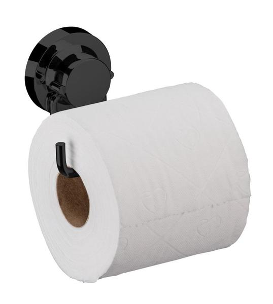 Imagem de Kit Banheiro 3 Peças Suporte Porta Papel Higiênico Saboneteira Gancho Com Ventosa Preto Ônix - Future