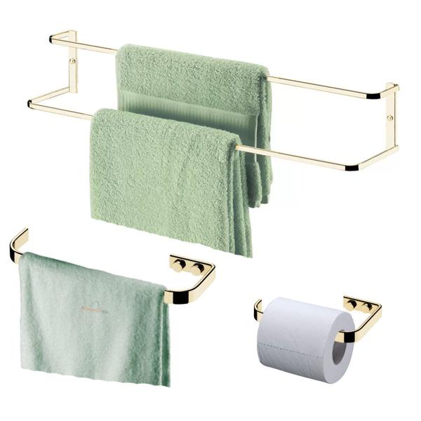 Kit Banheiro 3 Peças Suporte Toalheiro Porta Toalha Papel Higiênico Parede Dourado - Future Imagem de Kit Banheiro 3 Peças Suporte Toalheiro Porta Toalha Papel Higiênico Parede Dourado - Future
