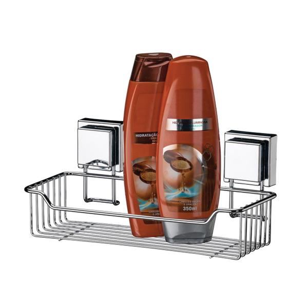 Kit Banheiro 4 Peças Suporte Porta Shampoo Papel Higiênico Saboneteira Gancho Duplo Ventosa Aço Inox - Future Imagem de Kit Banheiro 4 Peças Suporte Porta Shampoo Papel Higiênico Saboneteira Gancho Duplo Ventosa Aço Inox - Future