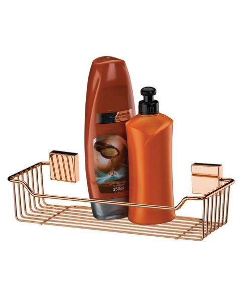 Imagem de kit Banheiro 4 Peças Toalheiro Suporte Shampoo Saboneteira Porta Papel Higiênico Cobre Rose Gold - Future