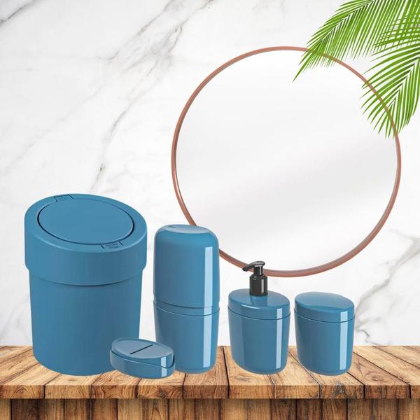 Imagem de Kit Banheiro Acessórios Lavabo 5 Peças Flora Ocean Material Reciclavel Coza Brinox