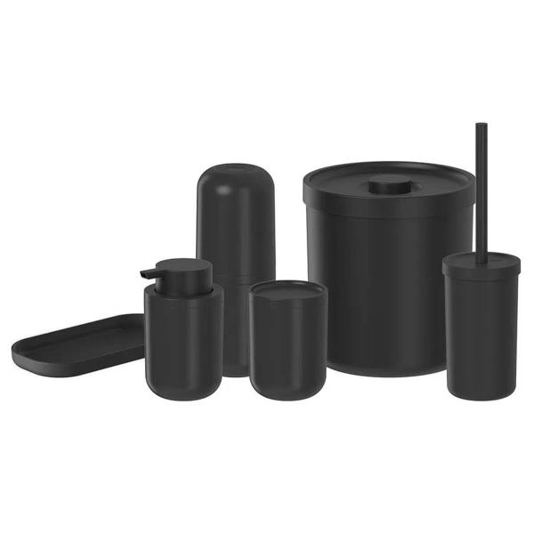 Kit Banheiro Bold Saboneteira Porta Escova Sanitária Lixeira 6L Porta Algodão Preto - Ou Imagem de Kit Banheiro Bold Saboneteira Porta Escova Sanitária Lixeira 6L Porta Algodão Preto