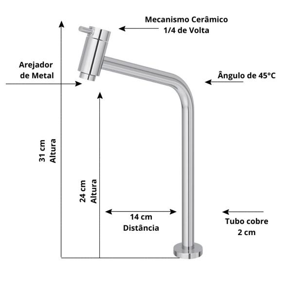 Imagem de Kit Banheiro Cuba de Vidro Quadrada Retrô 38cm com Torneira Link Cromada + Válvula Click