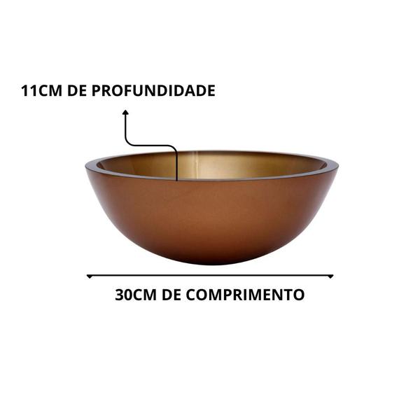 Imagem de Kit Banheiro Cuba de Vidro Redonda 30 cm com Torneira Link Cromada + Válvula Click