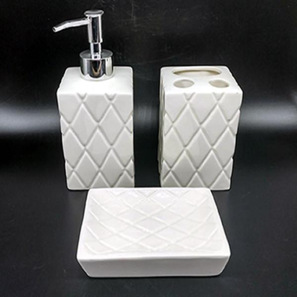 Imagem de Kit Banheiro Decorado Lavabo Moderno Saboneteira Porcelana