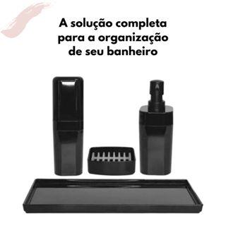 Imagem de Kit Banheiro Lavabo Completo com 4 peças Porta Sabonete Líquido Saboneteira Porta Escova de Dente e Bandeja para Organização Linha Splash/Coza