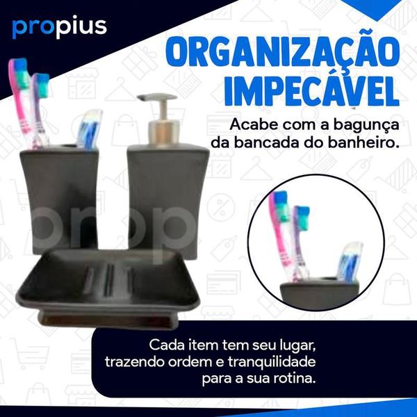 Imagem de Kit Banheiro Lavabo Porcelana 3 Pecas Bandeja Conjunto Líquido Acessórios Higiene Moderno Bancada