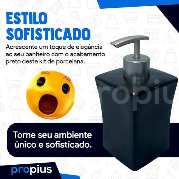 Imagem de Kit Banheiro Lavabo Porcelana 3 Pecas Bandeja Conjunto