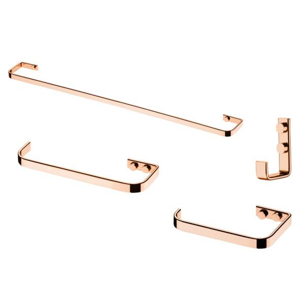 Imagem de Kit banheiro lavabo rose gold 4 peças future porta toalha banho, rosto, papeleira, cabide