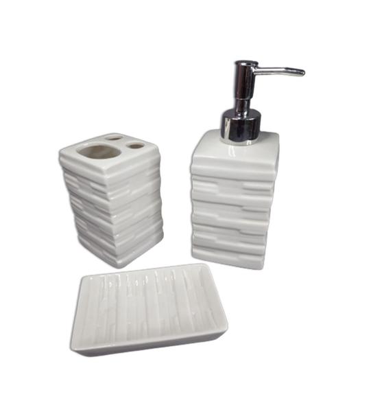 Imagem de Kit Banheiro Minimalista Branco 3 Peças Para Lavabo