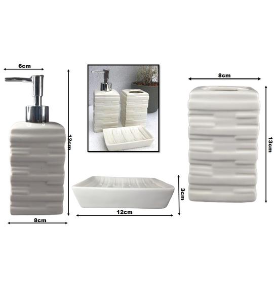 Imagem de Kit Banheiro Minimalista Branco 3 Peças Para Lavabo