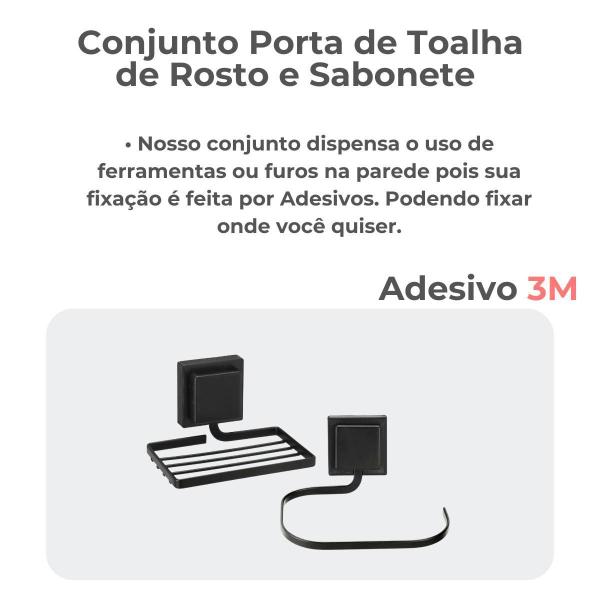 Kit Banheiro Nicho Porta Toalha E Saboneteira Parede Black - Arthi Imagem de Kit Banheiro Nicho Porta Toalha E Saboneteira Parede Black