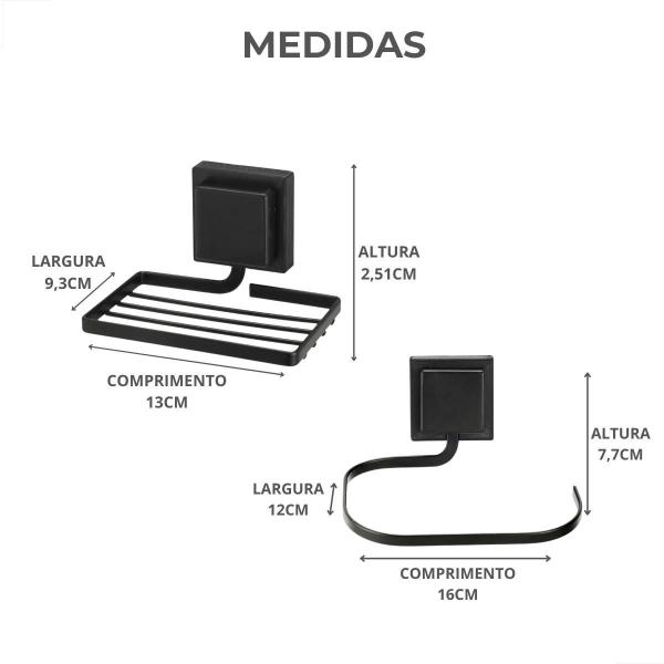 Kit Banheiro Nicho Porta Toalha E Saboneteira Parede Black - Arthi Imagem de Kit Banheiro Nicho Porta Toalha E Saboneteira Parede Black
