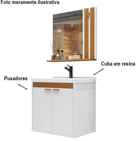 Imagem de Kit Banheiro Palas Madrid Balcão Cuba e Espelho cor Branco / Nature - Comprar Móveis em Casa