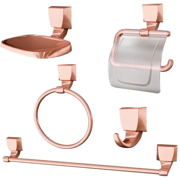 Imagem de Kit Banheiro Rose Gold Quadrado com 5 Peças 2000 F24 - 7140099 - LORENZETTI