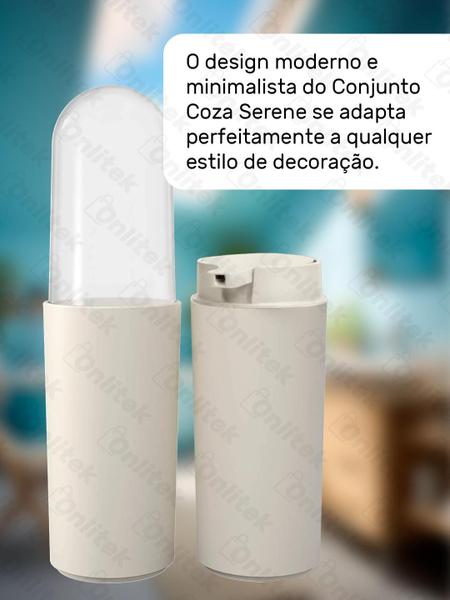 Imagem de Kit Banheiro Sabonete Líquido E Porta Escovas de Dente Serene Luxo