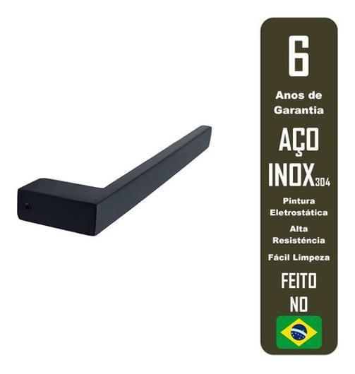 Imagem de Kit Banho Guriri Preto Porta Tol Duplo Pap, Cab 4 Pç Inox