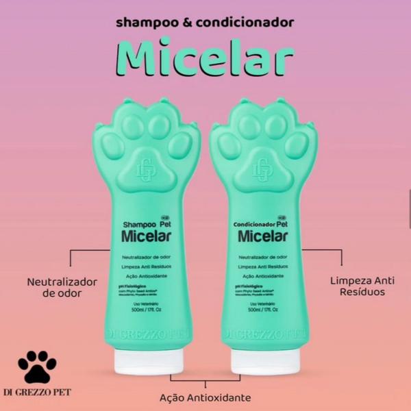 Imagem de Kit Banho Pets para Cães Shampoo, Condicionador e Escova Escolha Branqueador, Filhotes, Micelar, Pelos longos e Neutro