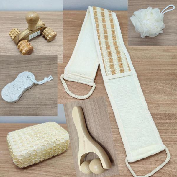 Imagem de Kit Banho Spa Bem Estar Relax Kit de Cuidados Pessoais Massagem-Esponjas Banho-Massageadores para o Corpo e Rosto-Presente