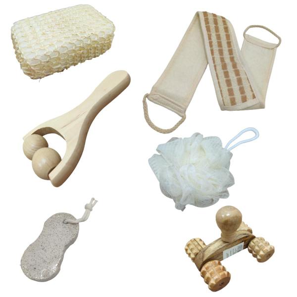 Imagem de Kit Banho Spa Bem Estar Relax Kit de Cuidados Pessoais Massagem-Esponjas Banho-Massageadores para o Corpo e Rosto-Presente