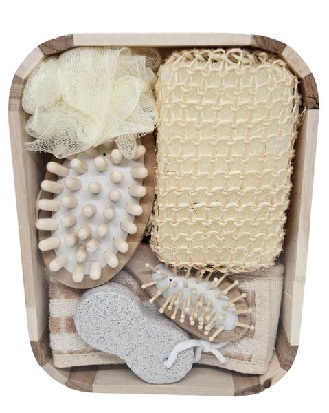 Imagem de Kit Banho Spa Cuidados Pessoais 7pcs Com Cesto de Madeira