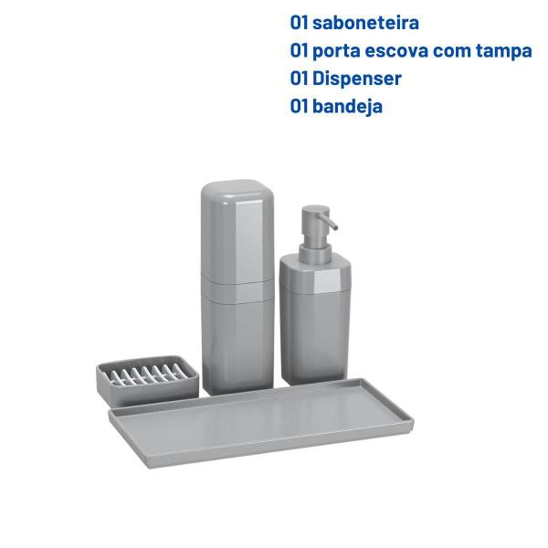 Imagem de Kit Banho Splash Saboneteira/Porta-Escova/Dispenser/Bandeja