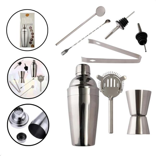 Imagem de Kit Bar 550ml Com 8 Pçs Em Inox Clink - Coqueteleira Drink Ck5697