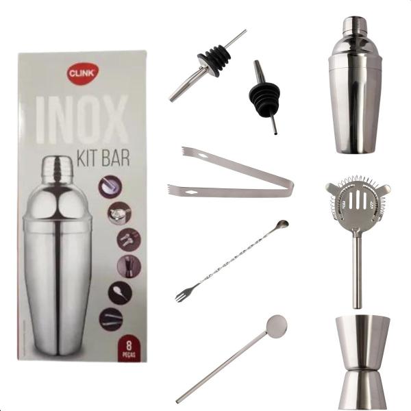 Imagem de Kit Bar 550ml Com 8 Pçs Em Inox Clink - Coqueteleira Drink Ck5697