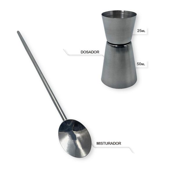 Imagem de Kit Bar 5pçs Coqueteleira Profissional Aço Inox 550ml Caipirinha