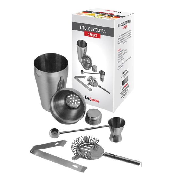 Imagem de Kit Bar 5pçs Coqueteleira Profissional Aço Inox 550ml Caipirinha