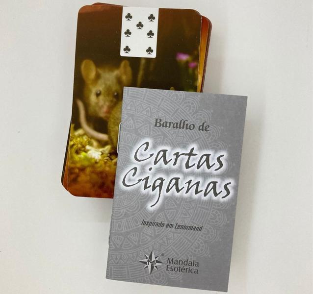 Imagem de Kit Baralho de Cartas Ciganas e Porta Tarô Caixa Madeira