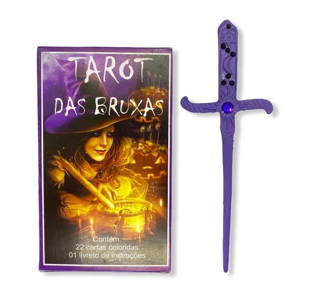 Imagem de Kit Baralho Tarot das Bruxas e Athame Roxa Pedra Azul