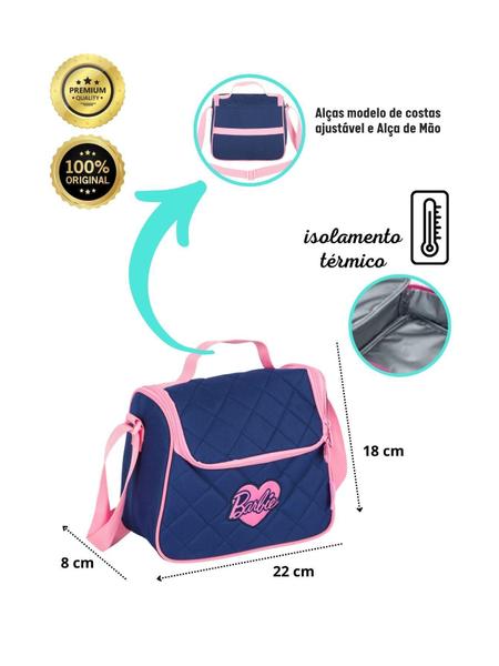 Imagem de Kit Barbie Mochila Com Coração E Lancheira Térmica - Azul