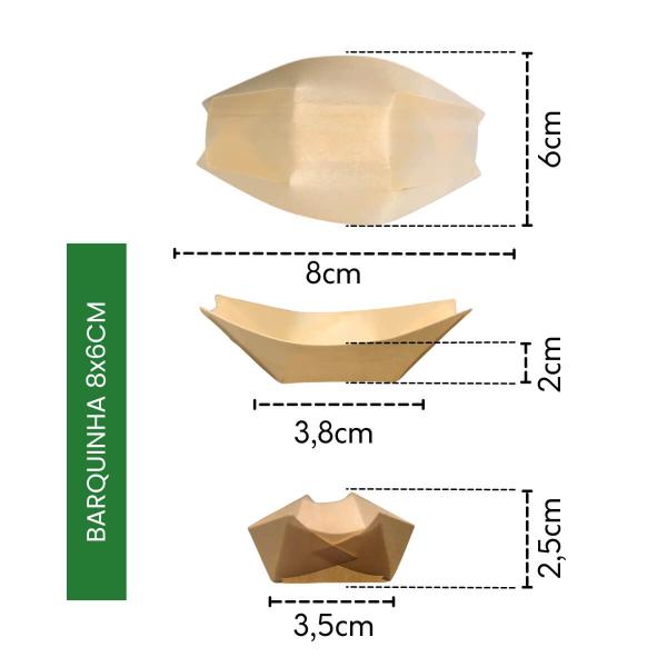 Imagem de Kit Barquinha Lâmina de Madeira 8x6cm Biodegradável - 500un