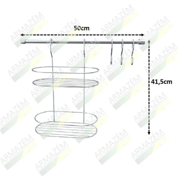 Imagem de Kit Barra Cozinha Suspensa Porta Temperos Utensílios Com Ganchos - 1430 Stolf