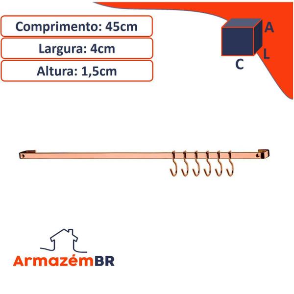 Imagem de Kit Barra Parede Suporte Porta Rolo Triplo Papel Rose Gold