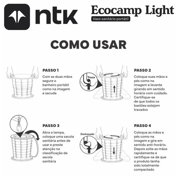 Imagem de Kit Barraca 2 Pessoas / Coluna D Agua 600mm Koala + Vaso Sanitario Compacto Ecocamp Light 15 L  Nautika 