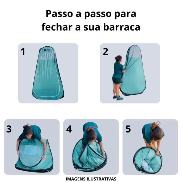 Imagem de Kit Barraca Banheiro Trocador Pop Up + Vaso Sanitario Portatil Porta Potti Ecocamp 24 L + 2 Solventes Sanitario 250 Ml  Nautika 