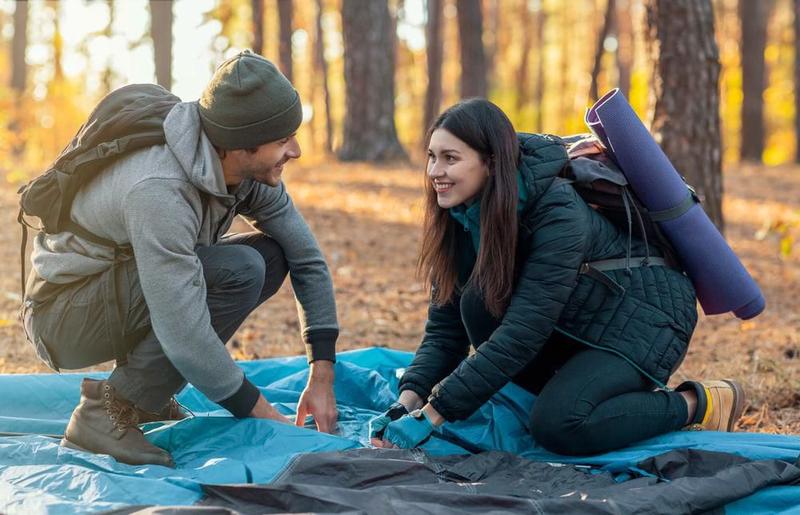 Imagem de Kit barraca camping 5-8 pessoas + colchão casal inflável