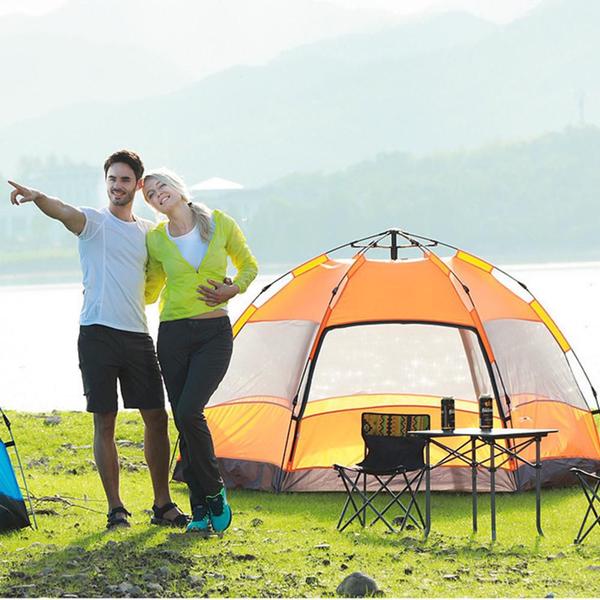 Imagem de Kit barraca camping 5-8 pessoas + colchão casal inflável