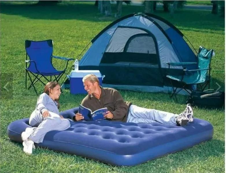 Imagem de Kit barraca camping iglu 2 pessoas + colchão casal inflável