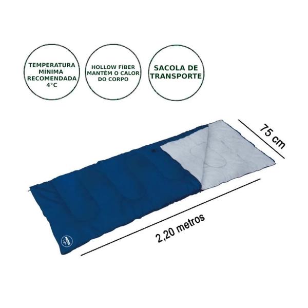 Imagem de Kit Barraca Luna 5 Pessoas + 2 Sacos de Dormir Envelope Azul 4  C + 2 Isolantes Termicos