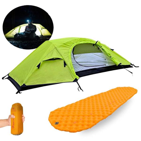 Imagem de Kit Barraca Windy Ntk 1 Pessoa 2500mm + Isolante Termico Inflavel Camping 1,83 M Ultra Light