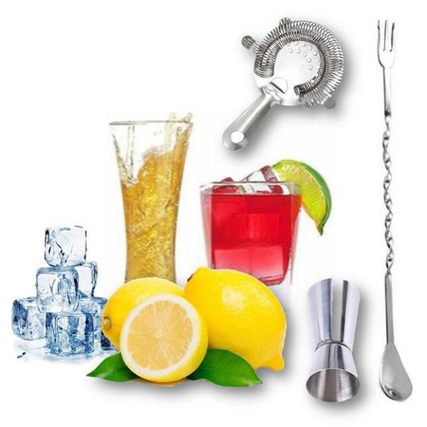 Imagem de Kit Bartender Drinks Bebidas Dosador Coador Colher Bailarina